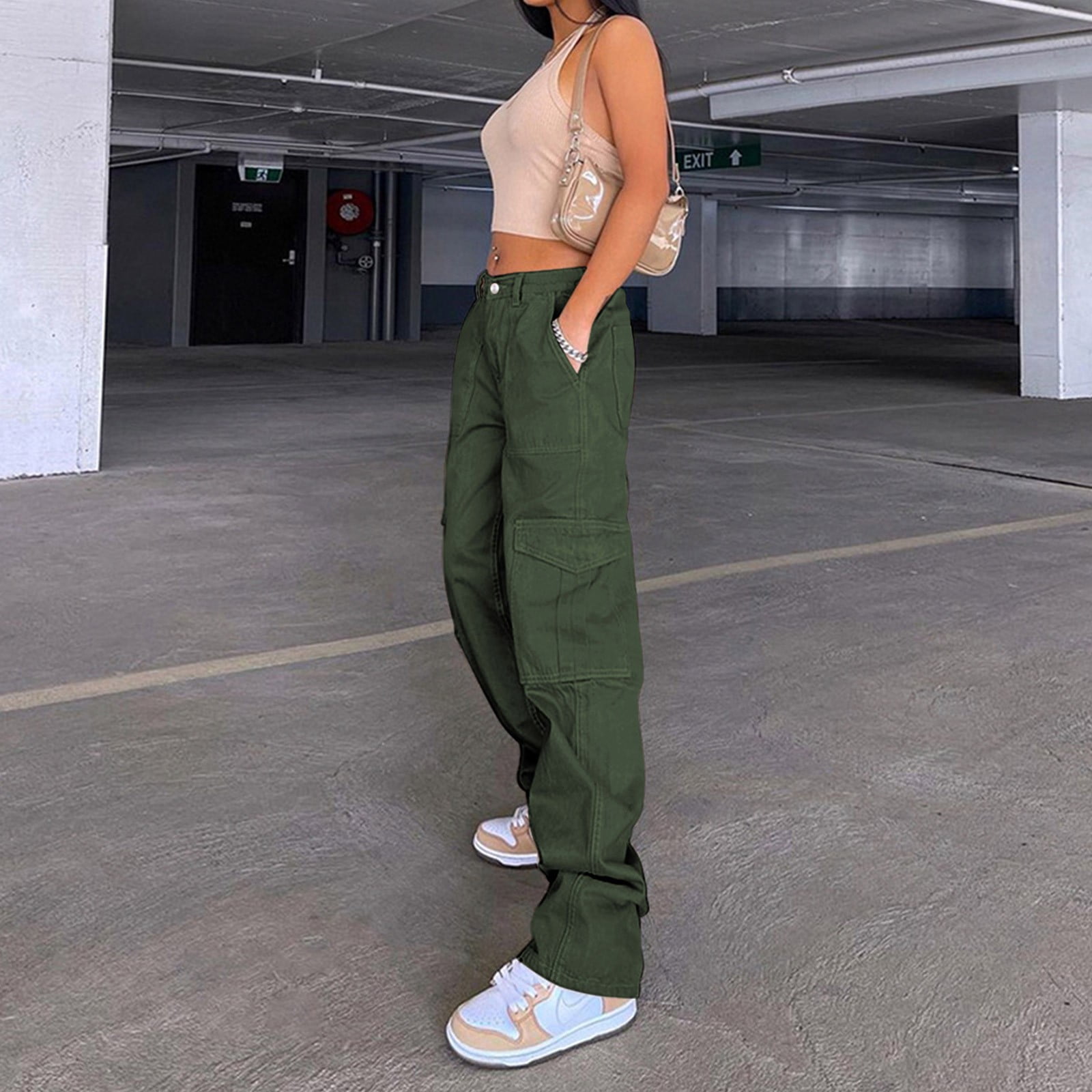 Amazon.com: Womens Camo Military Cargo Pants High Rise Fatigue Pants Retro  Bootcut Outdoor Combat Work Casual Pants with Pockets : Sports & Outdoors